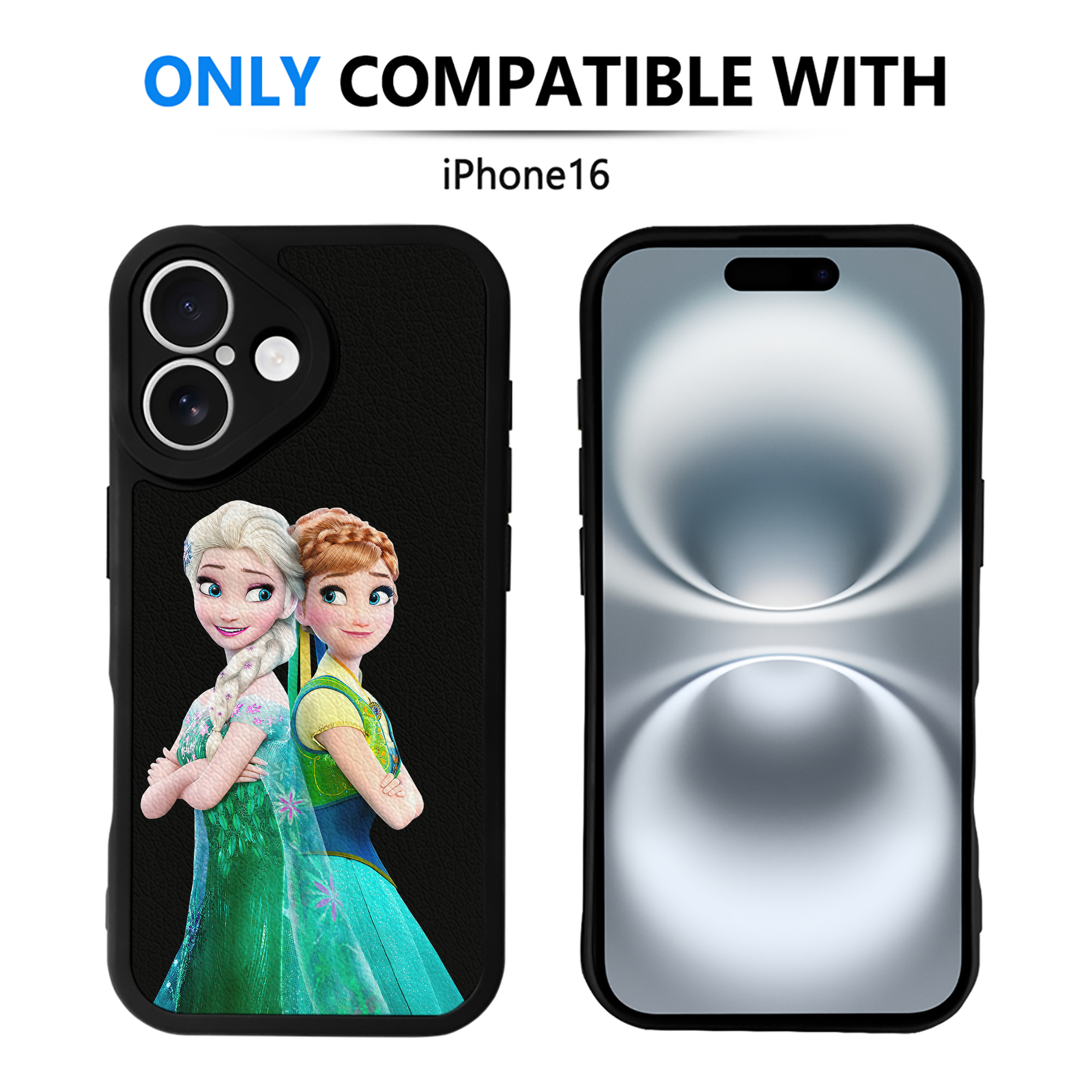 （画像用） アナと雪の女王 アンナ エルサ Frozen Anna Elsa 【iPhone 16シリーズ対応】シリコンスマホケース（レザー調） 材質：シリコン